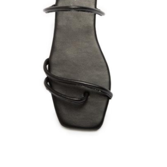 Square Toe Strappy Slide Sandals in Black - Picture 3 of 6